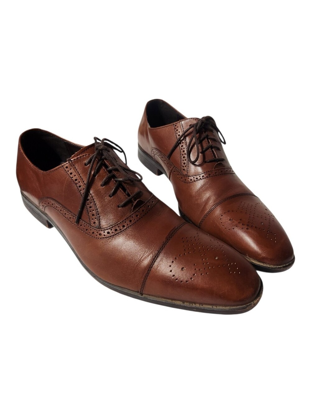Saks Fifth Avenue Hamlin Cognac Cap-Toe Dress Oxfords Size 10.5